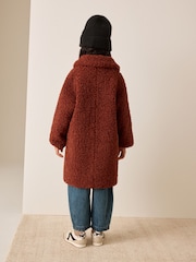 Rust Brown Borg Longline Coat (3-16yrs) - Image 3 of 4