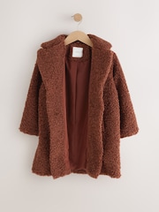 赭棕色 - Borg Longline Coat (3-16yrs) - 圖片 6，共 11