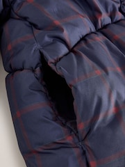Navy Blue Check Shower Resistant Padded Coat (3-16yrs) - Image 6 of 6