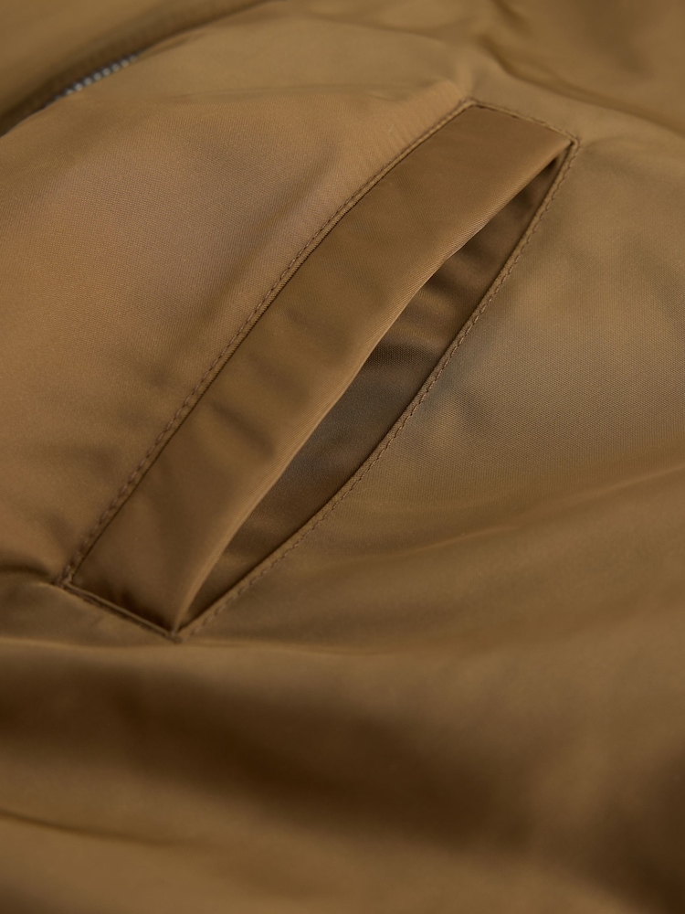 Olive Green Faux Fur Collar Satin Bomber Jacket (4-16yrs) - Image 13 of 13 Olive Green Faux Fur Collar Satin Bomber Jacket (4-16yrs) - Image 13 of 13
