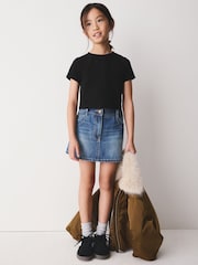 Olive Green Faux Fur Collar Satin Bomber Jacket (4-16yrs) - Image 8 of 8
