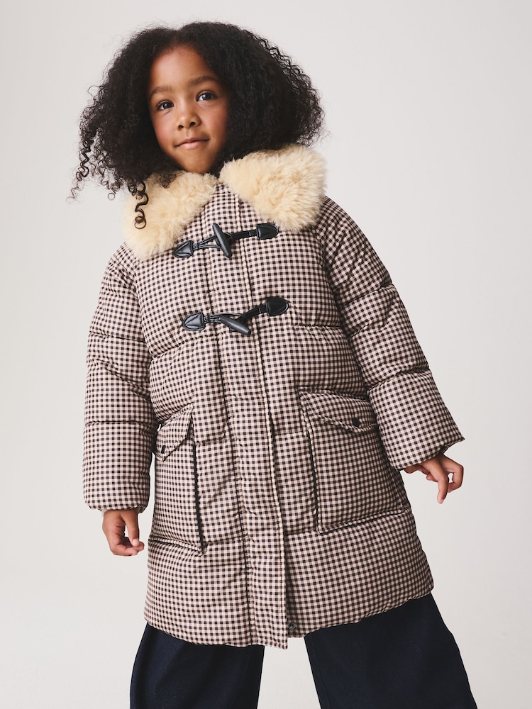 Neutral Check Padded Duffle Coat (3-16yrs) - Image 2 of 4 Neutral Check Padded Duffle Coat (3-16yrs) - Image 2 of 4