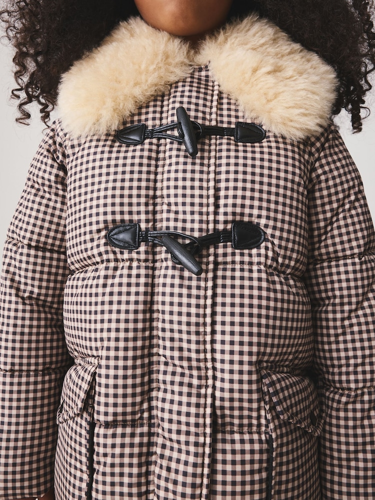 Neutral Check Padded Duffle Coat (3-16yrs) - Image 4 of 4 Neutral Check Padded Duffle Coat (3-16yrs) - Image 4 of 4