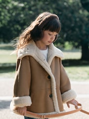 Neutral Faux Shearling Coat (3-16yrs) - Image 1 of 12