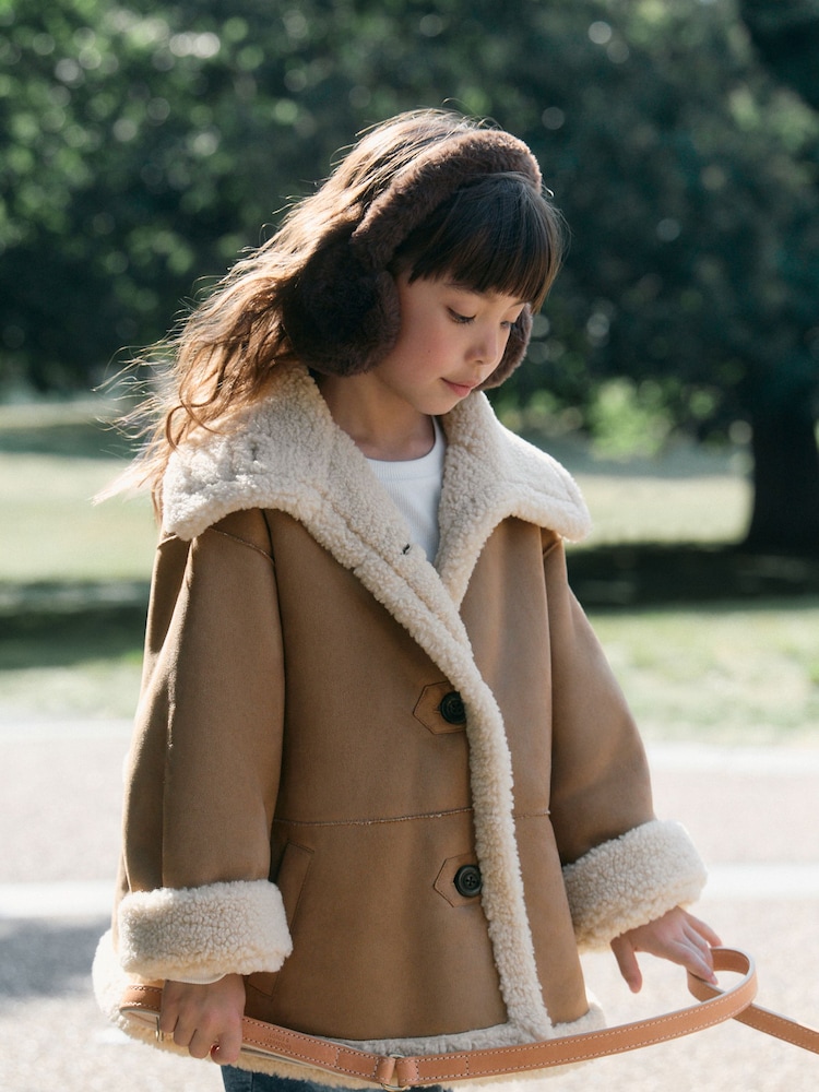Neutral Faux Shearling Coat (3-16yrs) - Image 1 of 12