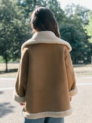 Neutral Faux Shearling Coat (3-16yrs) - Image 4 of 12