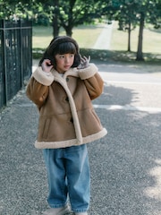 Neutral Faux Shearling Coat (3-16yrs) - Image 5 of 12