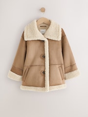 Neutral Faux Shearling Coat (3-16yrs) - Image 6 of 12