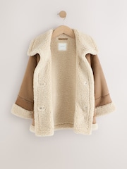 Neutral Faux Shearling Coat (3-16yrs) - Image 7 of 12