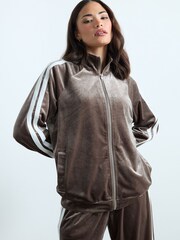 PixieGirl Petite Brown Velour Stripe Jacket - Image 5 of 6