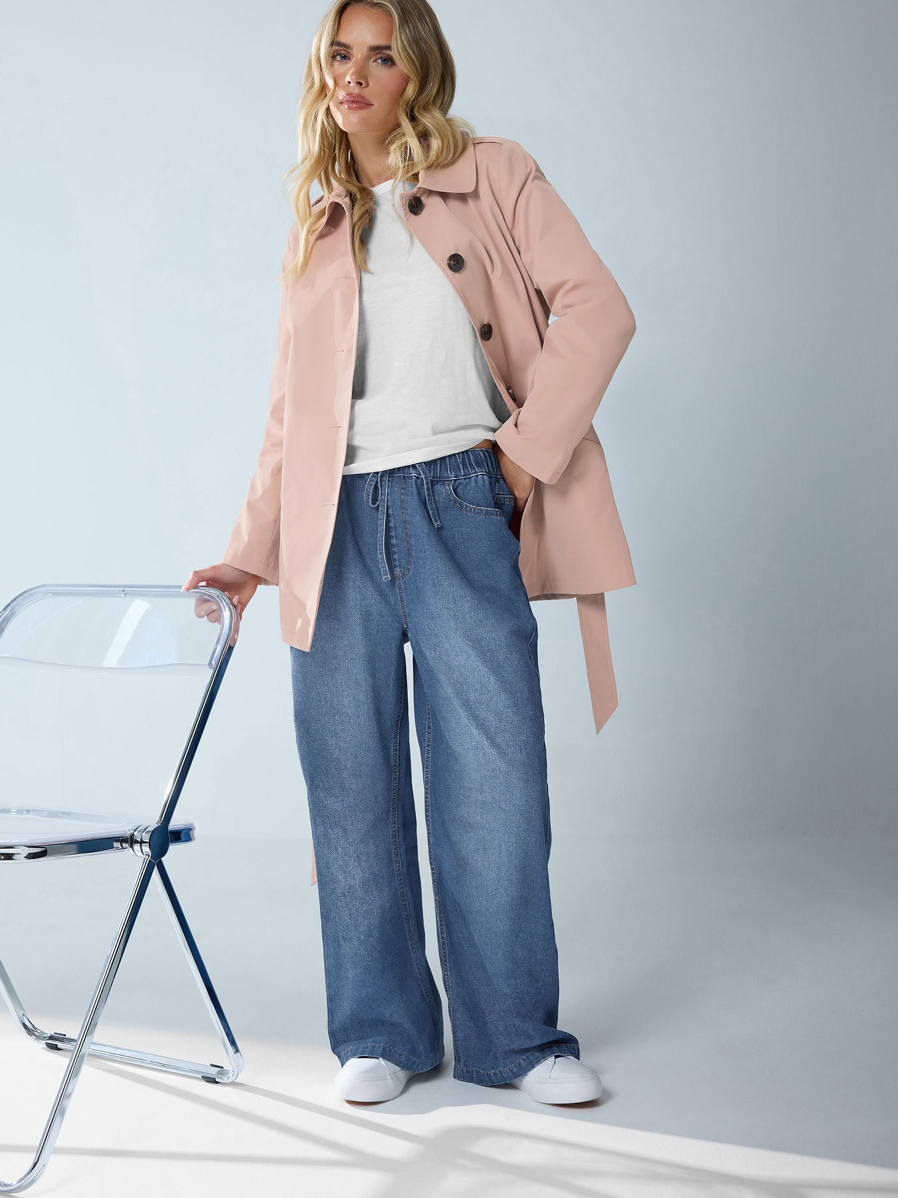 M&Co Women's Light Pink Petite Tie Waist Mac Coat In | : Size 18 - Image 1