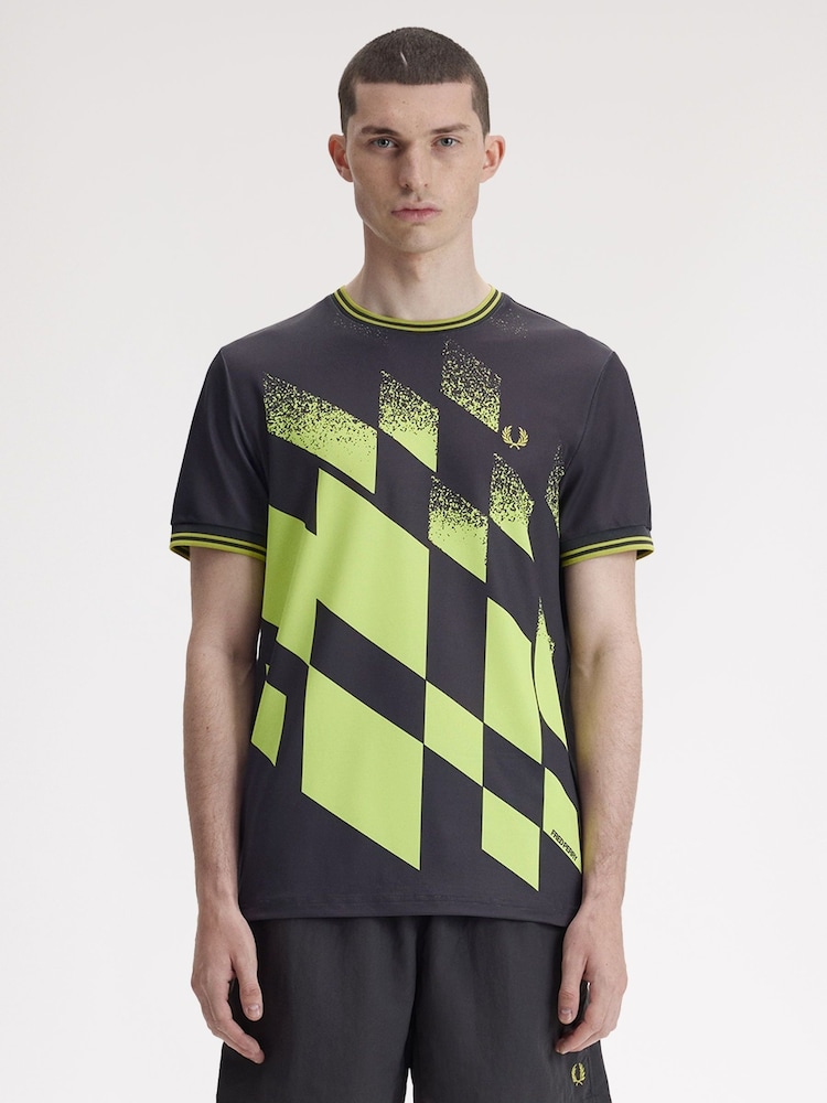 Fred Perry Grey Tennis Printed T-Shirt - Image 1 of 5 Fred Perry Grey Tennis Printed T-Shirt - Image 1 of 5