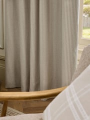 Natural Brushed Stripe Ruffle Top Fold Over Lined Curtains - Image 3 of 5