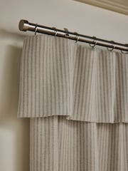 Natural Brushed Stripe Ruffle Top Fold Over Lined Curtains - Image 4 of 5