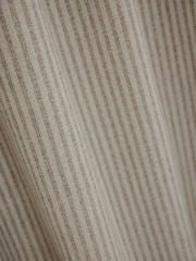 Natural Brushed Stripe Ruffle Top Fold Over Lined Curtains - Image 5 of 5