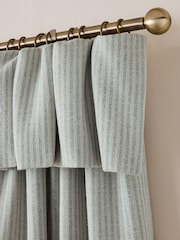 Blue Brushed Stripe Ruffle Top Fold Over Lined Curtains - Image 3 of 6