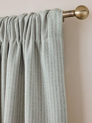 Blue Brushed Stripe Ruffle Top Fold Over Lined Curtains - Image 4 of 6