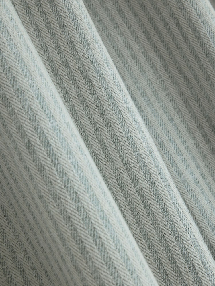 Blue Brushed Stripe Ruffle Top Fold Over Lined Curtains - Image 6 of 6 Blue Brushed Stripe Ruffle Top Fold Over Lined Curtains - Image 6 of 6