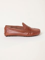 FatFace Tan Brown Leather Moccasin Driver - Image 1 of 3
