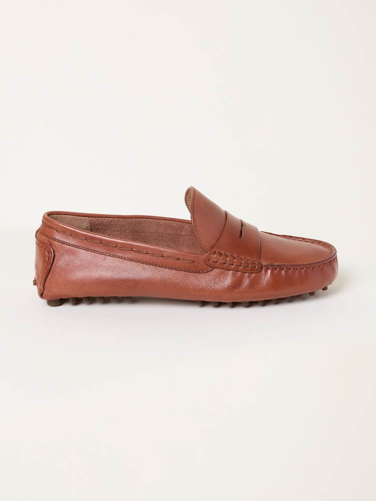FatFace Tan Brown Leather Moccasin Driver - Image 1 of 3 FatFace Tan Brown Leather Moccasin Driver - Image 1 of 3