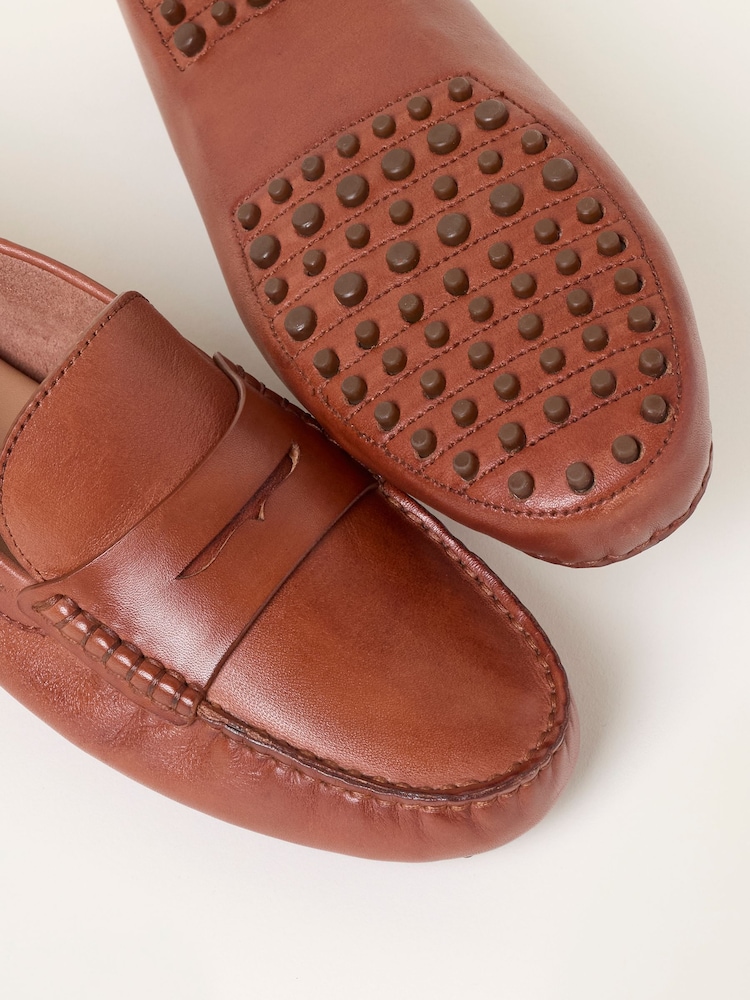 FatFace Tan Brown Leather Moccasin Driver - Image 2 of 3 FatFace Tan Brown Leather Moccasin Driver - Image 2 of 3