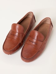 FatFace Tan Brown Leather Moccasin Driver - Image 3 of 3