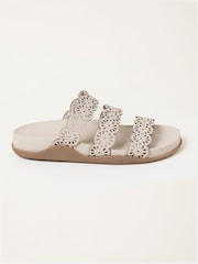 FatFace Ivory Leather Laser Cut Comfort Sandal - Image 3 of 5