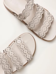 FatFace Ivory Leather Laser Cut Comfort Sandal - Image 4 of 5