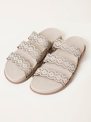 FatFace Ivory Leather Laser Cut Comfort Sandal - Image 5 of 5
