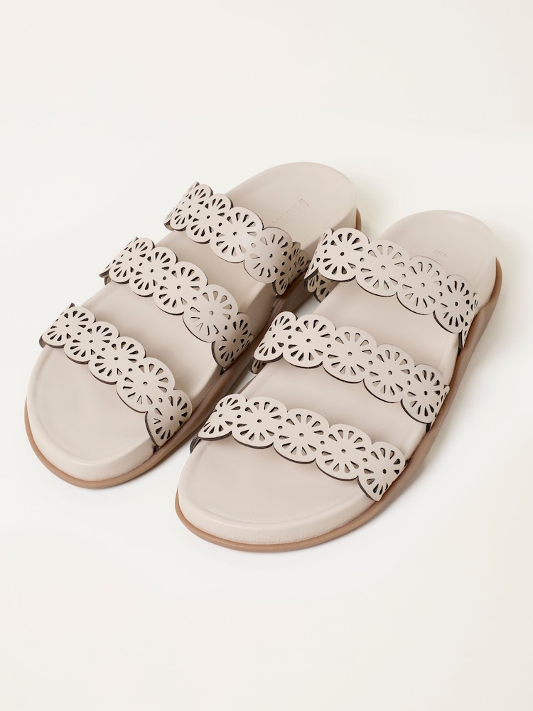 FatFace Ivory Leather Laser Cut Comfort Sandal - Image 5 of 5