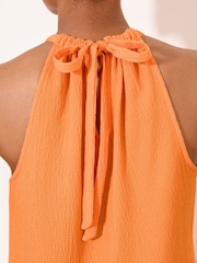 Lipsy Orange Lace Hem Halter Neck Top - Image 3 of 5