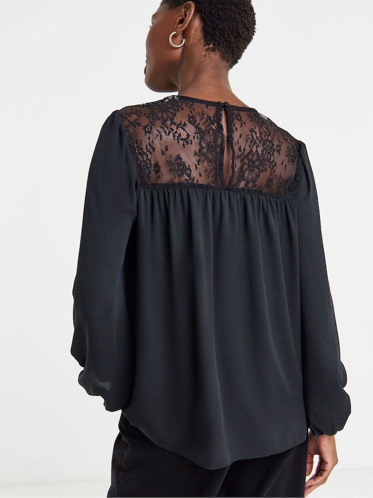 JD Williams Black Lace Detail Blouse - Image 2 of 4 JD Williams Black Lace Detail Blouse - Image 2 of 4