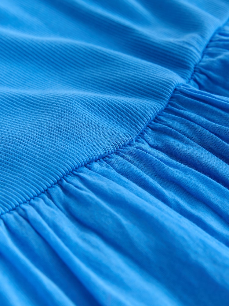 Cobalt Blue Square Neck Mini Tiered Summer Dress - Image 3 of 3