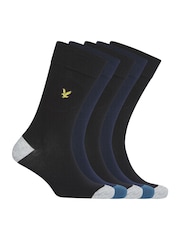 Lyle & Scott Black Graham Cotton Socks 5 Pack - Image 1 of 3