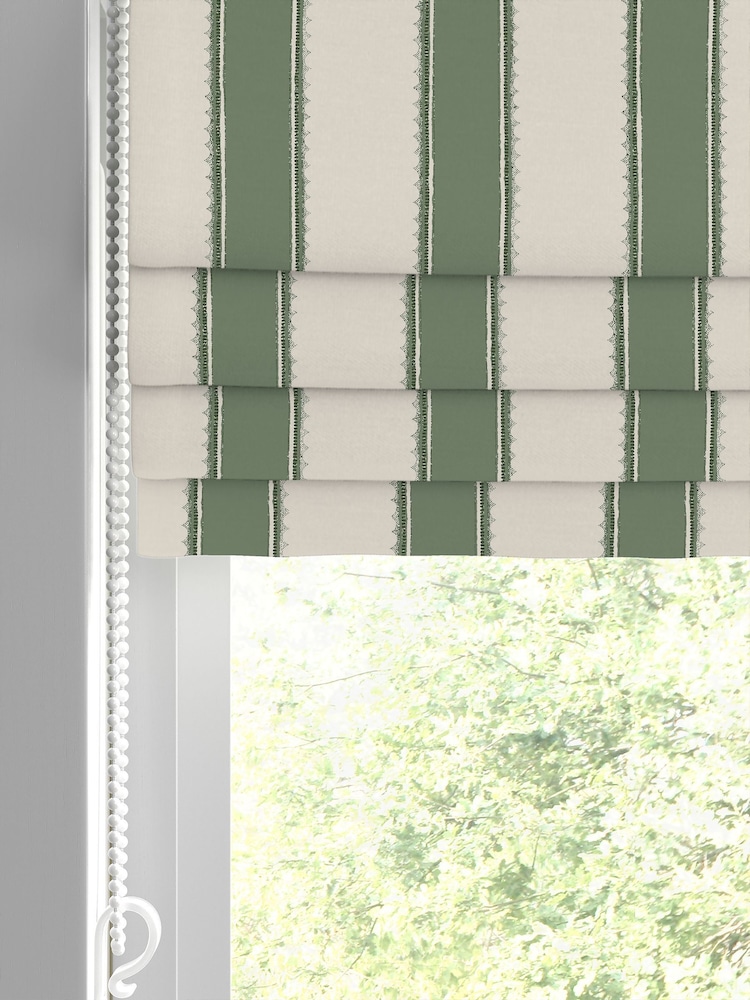 Laura Ashley Green Denwick Stripe Made to Roman Measure - Image 2 of 6