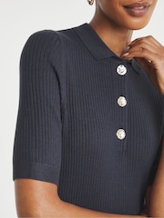 Azul - JD Williams Ribbed Henley Collared Jumper - Imagen 3 de 4
