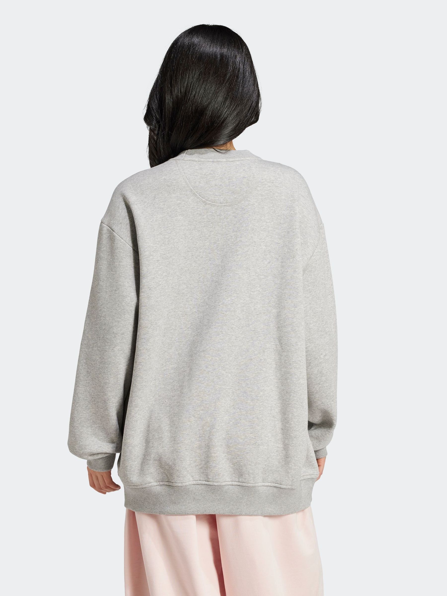 Buy adidas Originals Grey Essentials Fleece Long Oversized Crew