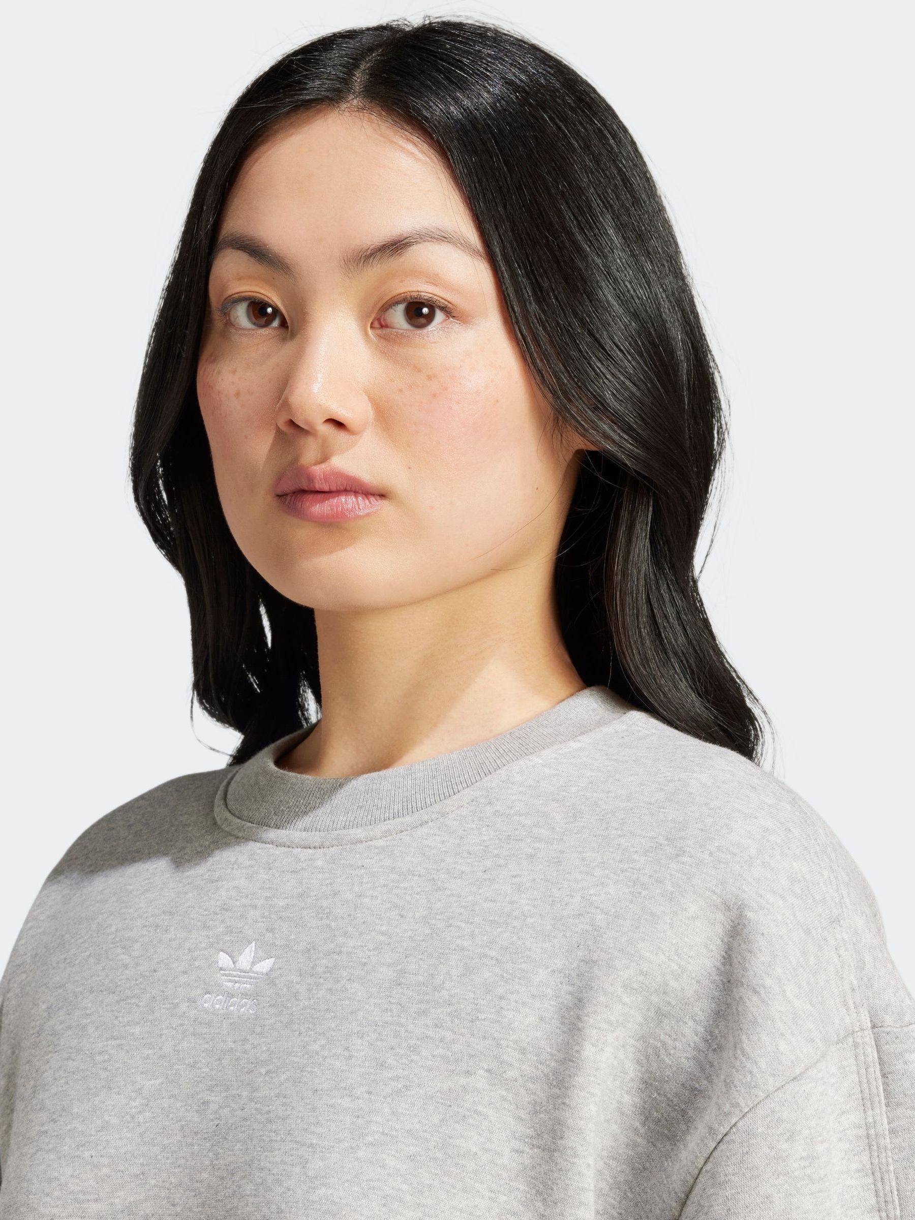 Buy adidas Originals Grey Essentials Fleece Long Oversized Crew