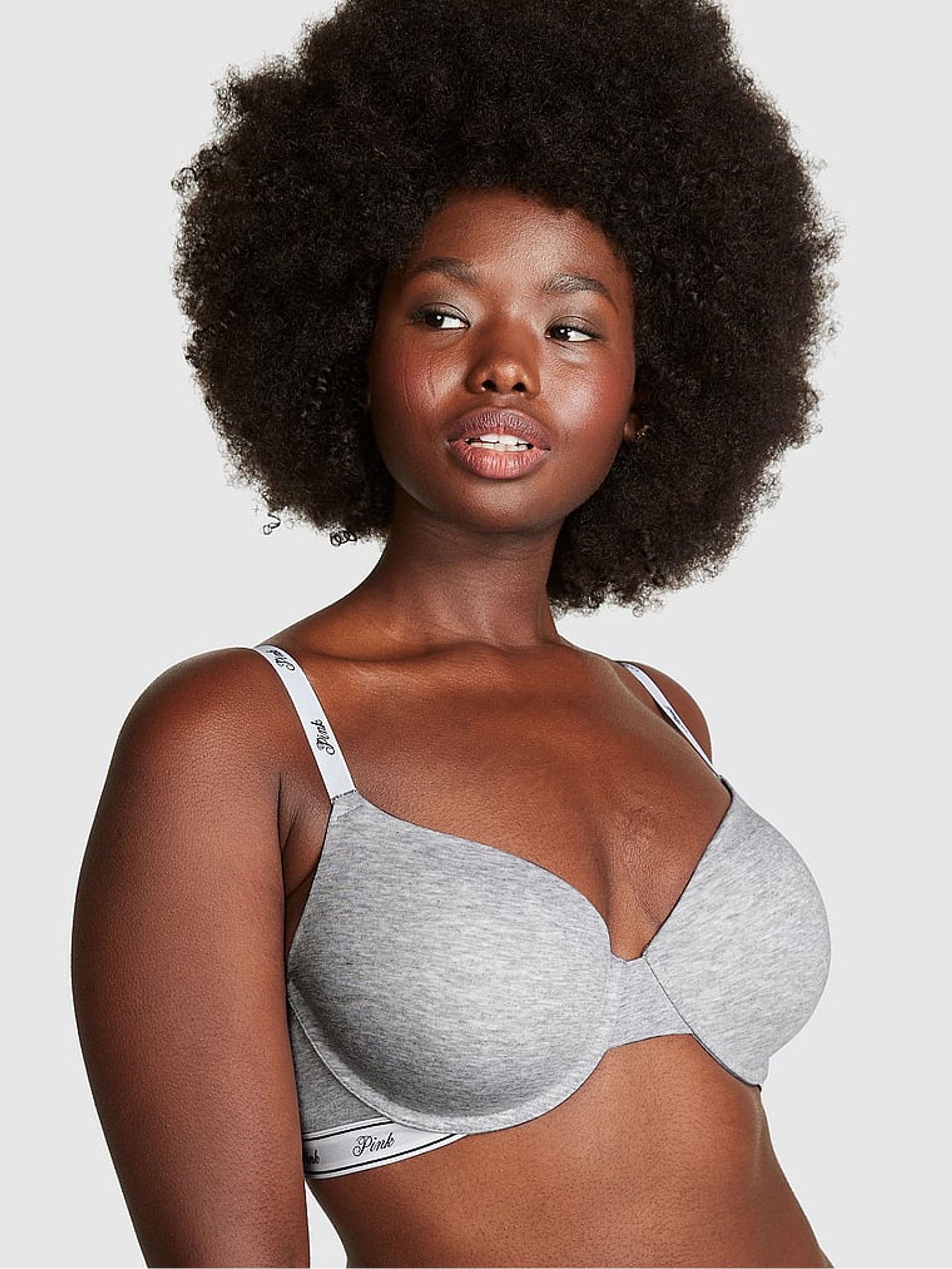 Victoria's Secret PINK Medium Heather Grey Lightly Lined Logo Bra