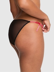 Victoria's Secret Pink Black Bikini Hibiscus Embroidery Knickers - Image 2 of 2