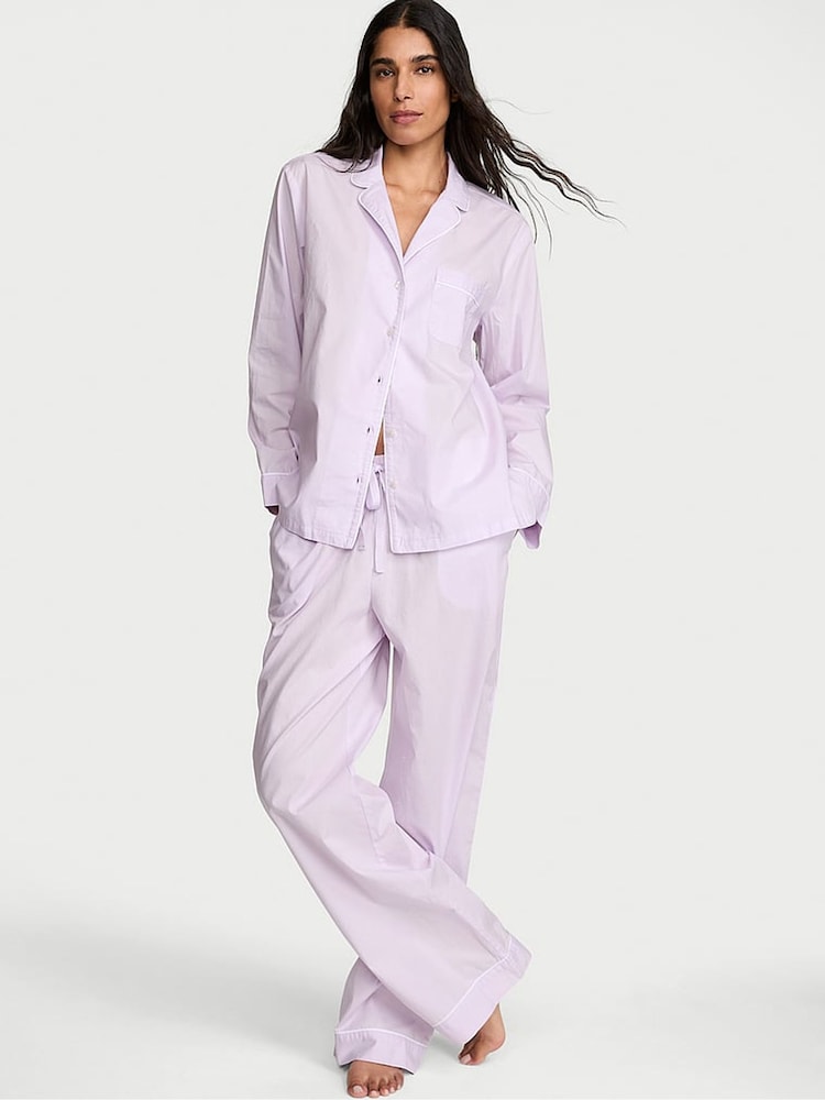 Victoria's Secret Perfume Purple Heritage Cotton Long Pyjama Set - Image 1 of 2 Victoria's Secret Perfume Purple Heritage Cotton Long Pyjama Set - Image 1 of 2