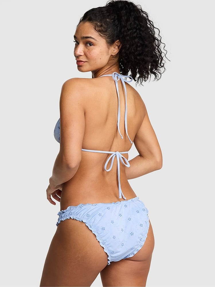 Victoria's Secret Pink Blue Quartz Eyelet Triangle Bikini Top - Image 2 of 2 Victoria's Secret Pink Blue Quartz Eyelet Triangle Bikini Top - Image 2 of 2