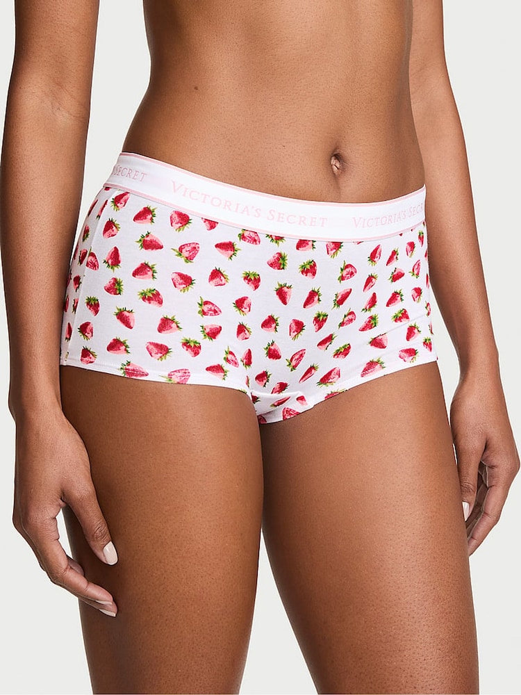 Victoria's Secret White Strawberries Short Logo Knickers - Image 1 of 2