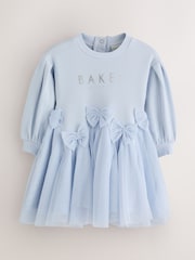 Plavo - Baker by Ted Baker Bow Mesh Godet Sweat Dress - Slika 1 od 8
