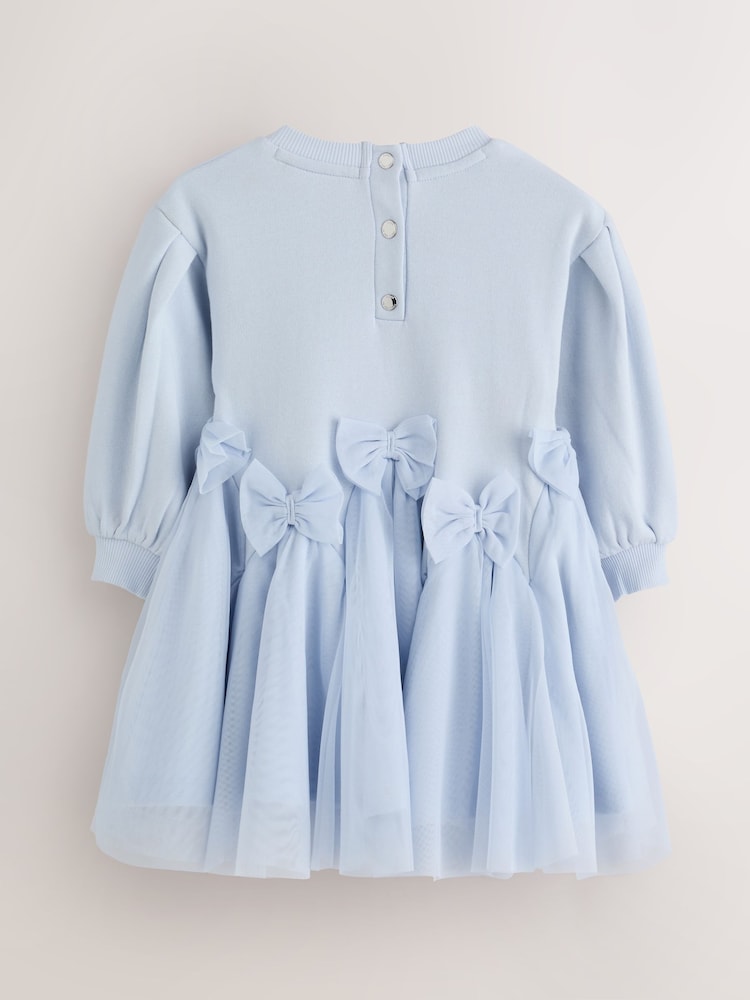 Plavo - Baker by Ted Baker Bow Mesh Godet Sweat Dress - Slika 2 od 8 Plavo - Baker by Ted Baker Bow Mesh Godet Sweat Dress - Slika 2 od 8