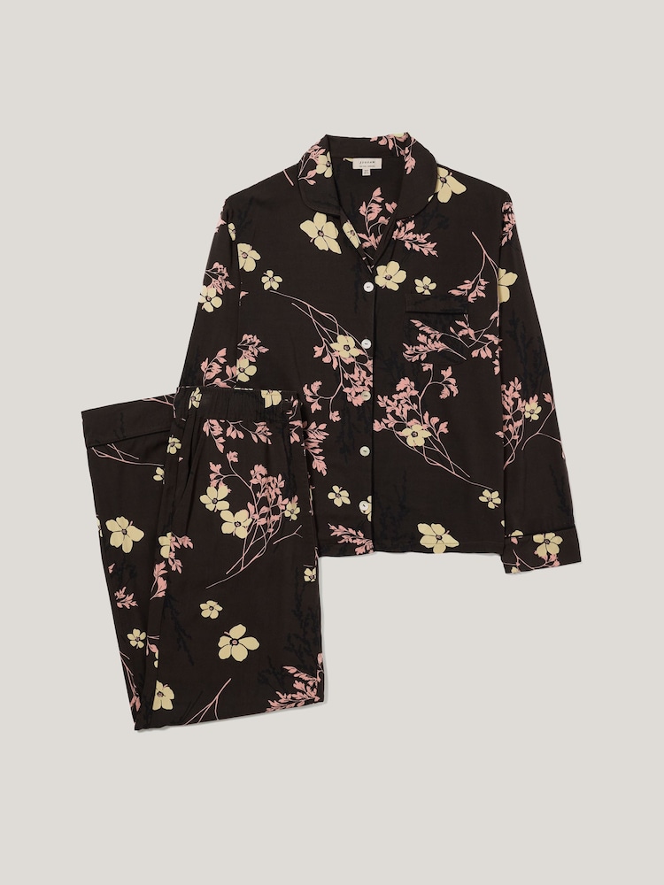 Jigsaw Brown Chinoiserie Printed Pyjamas - Image 4 of 4 Jigsaw Brown Chinoiserie Printed Pyjamas - Image 4 of 4