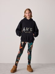 Baker by Ted Baker Black Oversized Metallic Logo Hoodie & Leggings Set 2 Piece - Image 1 of 14