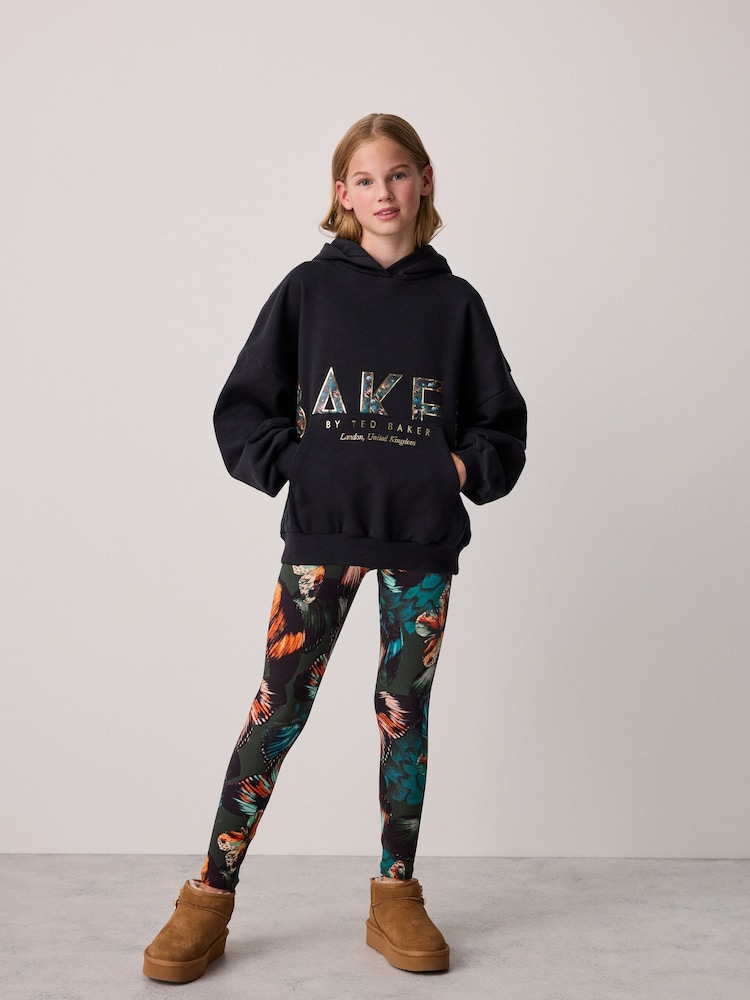 Baker by Ted Baker Black Oversized Metallic Logo Hoodie & Leggings Set 2 Piece - Image 1 of 14 Baker by Ted Baker Black Oversized Metallic Logo Hoodie & Leggings Set 2 Piece - Image 1 of 14