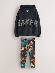 Baker by Ted Baker Black Oversized Metallic Logo Hoodie & Leggings Set 2 Piece - Image 6 of 14