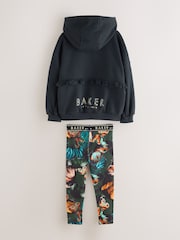 Baker by Ted Baker Black Oversized Metallic Logo Hoodie & Leggings Set 2 Piece - Image 7 of 14